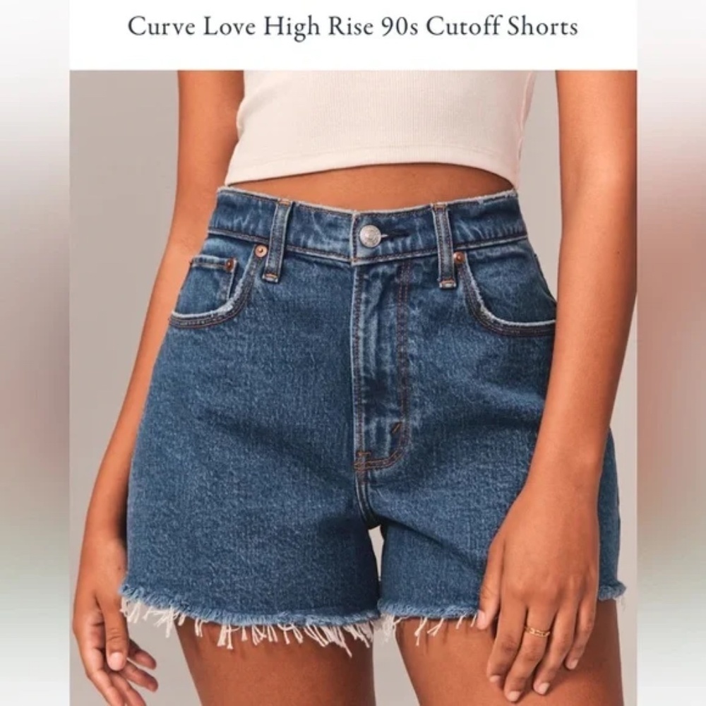 Abercrombie & Fitch the 90s straight ultra high rise denim shorts size 34/18